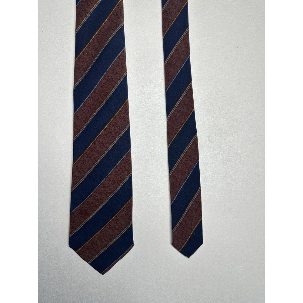 Vintage VALENTINO Cravatte MADE IN ITALY Maroon, Gold, Navy Striped Tie
